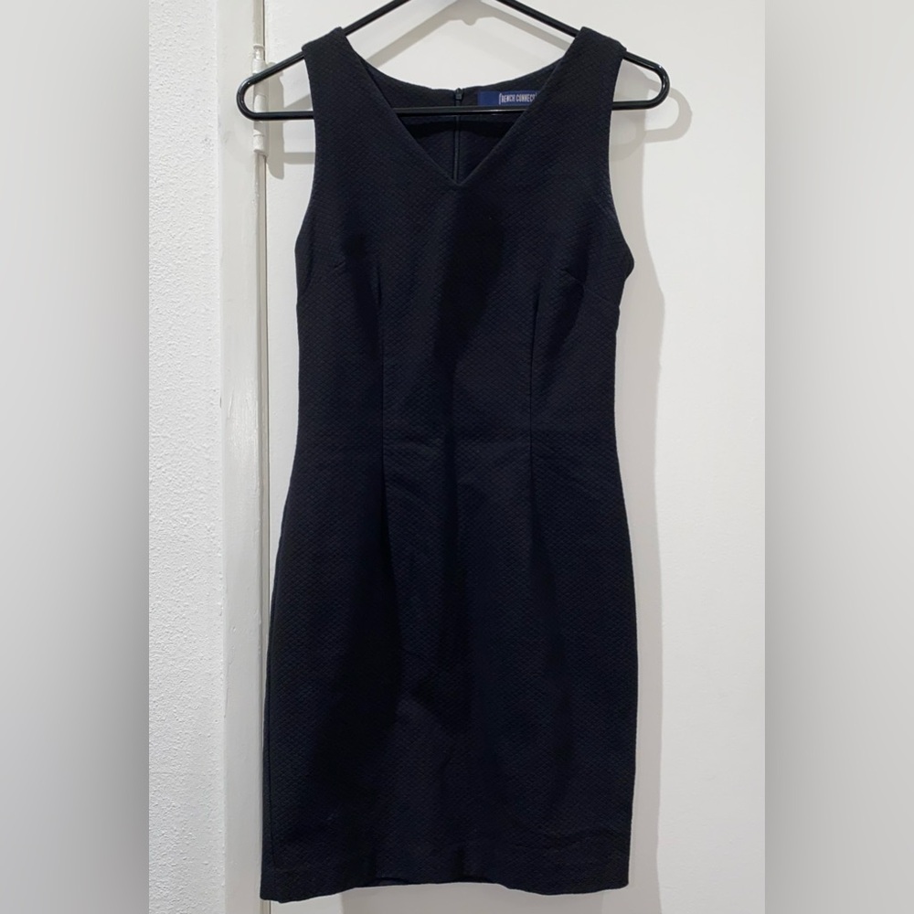 Vintage French Connection Black V-Neck Sheath Mini Dress